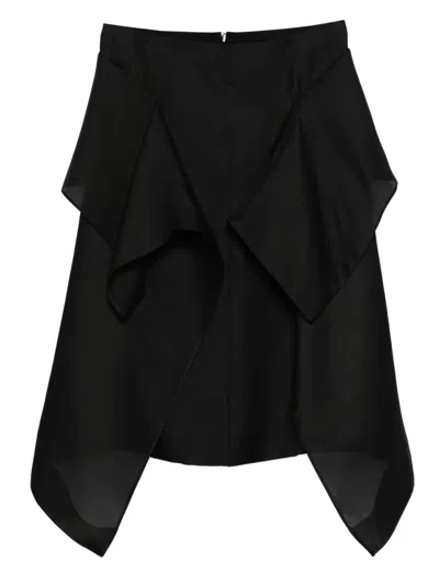 Khaite Nina Ruffled Silk Skirt In Black