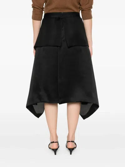 Khaite Nina Ruffled Silk Skirt In Black