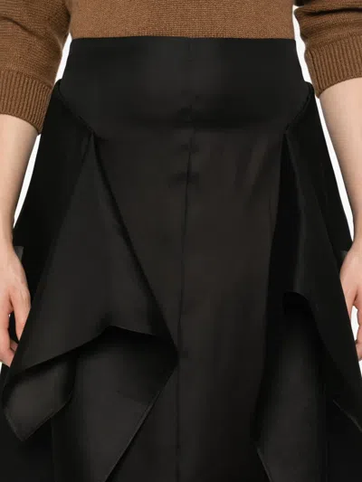 Khaite Nina Ruffled Silk Skirt In Black