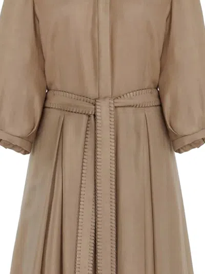 Gabriela Hearst Andy Pleated Maxi Shirtdress In Khaki Virgin Wool Cashmere In Brown