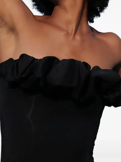 Maygel Coronel Granita Ruffled-trim Swimsuit In Black