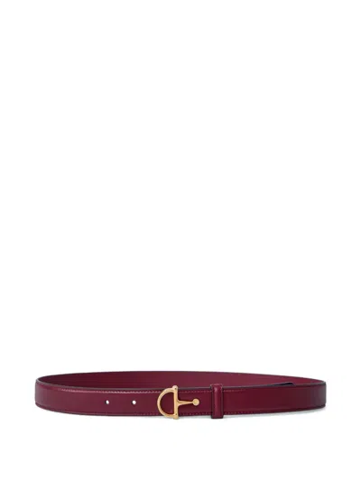 Gucci Women Half Horsebit Leather Belt In Burgundy