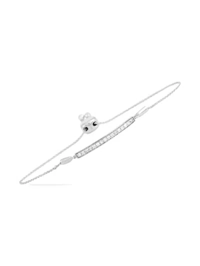 Pre-owned Lb Exclusive 14kt White Gold Bar Diamond Bracelet