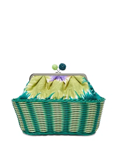 Weekend Max Mara Pasticcino Printed Wicker Clutch Bag