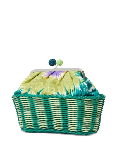 Weekend Max Mara Pasticcino Printed Wicker Clutch Bag