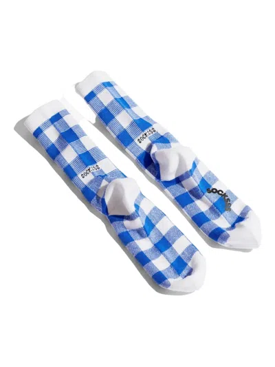 Socksss Gingham-check Pattern Socks In Blue