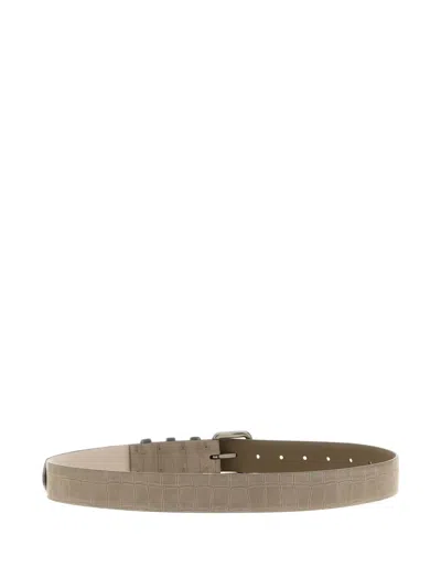 Brunello Cucinelli Suede Accessory Featuring Multiple Holes In Green