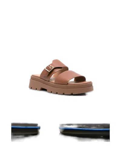 Geox Buckle-detail Platform Sandals In Brown