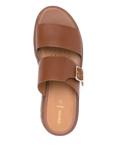 Geox Buckle-detail Platform Sandals In Brown