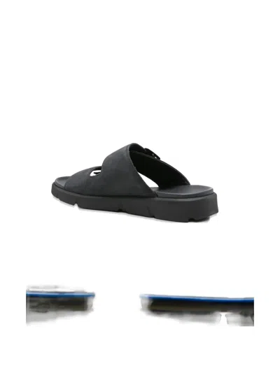 Geox Xand Double Buckle Leather Sandals In Black