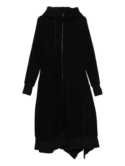Yohji Yamamoto Hooded Asymmetrical Coat In Black