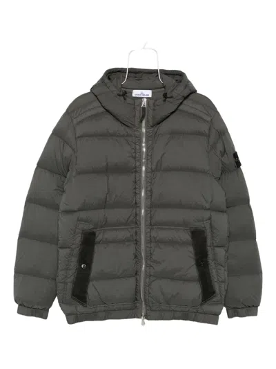 Stone Island Short Hooded Down Jacket In Gray