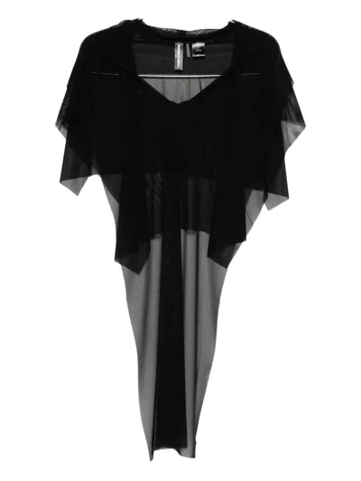 Norma Kamali Mesh Overlay Top In Black