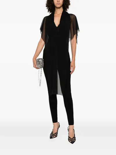 Norma Kamali Mesh Overlay Top In Black