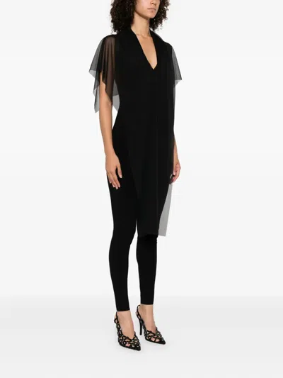 Norma Kamali Mesh Overlay Top In Black