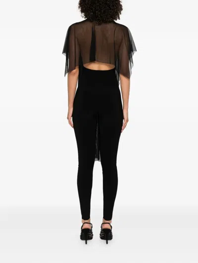 Norma Kamali Mesh Overlay Top In Black