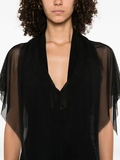 Norma Kamali Mesh Overlay Top In Black