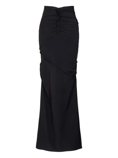 Paris Georgia Minimal Ruffled Stretch Maxi Skirt In Black