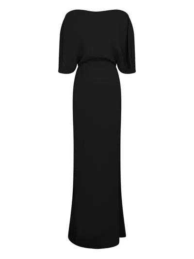16arlington Dona Cape-sleeve Maxi Dress In Black