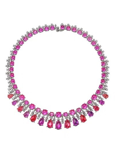 Anabela Chan 18k White Gold Tutti Frutti Necklace In Burgundy