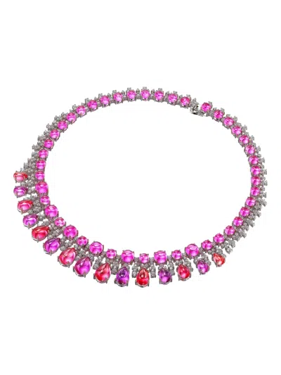 Anabela Chan 18k White Gold Tutti Frutti Necklace In Burgundy