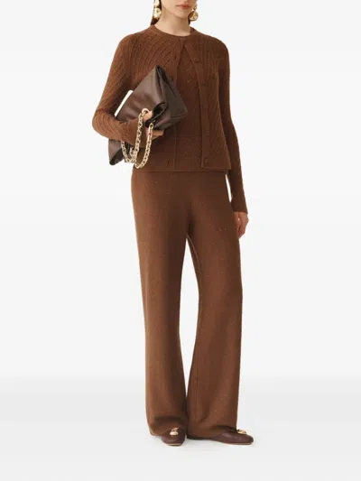 Fabiana Filippi Sequin-embellished Ribbed-knit Cardigan In Brown