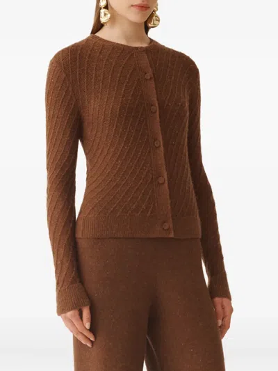 Fabiana Filippi Sequin-embellished Ribbed-knit Cardigan In Brown
