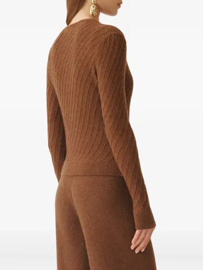 Fabiana Filippi Sequin-embellished Ribbed-knit Cardigan In Brown