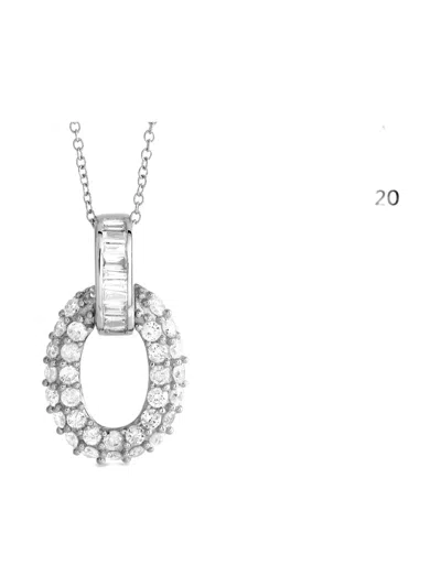 Pre-owned Lb Exclusive 14k White Gold Diamond Pendant Necklace