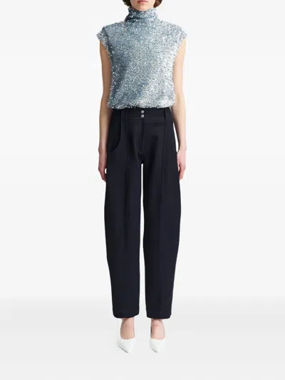 16arlington Pola Piped-seam Pocket Tapered Trousers In Black