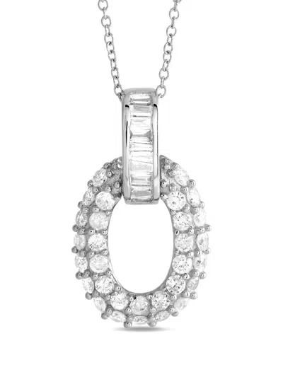 Pre-owned Lb Exclusive 14k White Gold Diamond Pendant Necklace