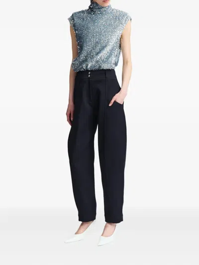 16arlington Pola Piped-seam Pocket Tapered Trousers In Black