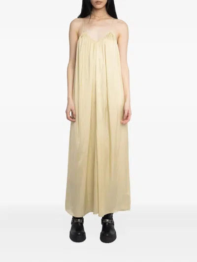 Zadig & Voltaire Ristym Spaghetti-strap Gathered Maxi Dress In Yellow