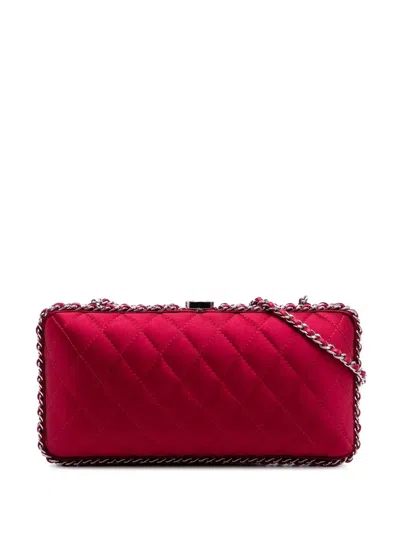Pre-owned Chanel 2012 Quilted Satin Chain Around Clutch Crossbody Bag