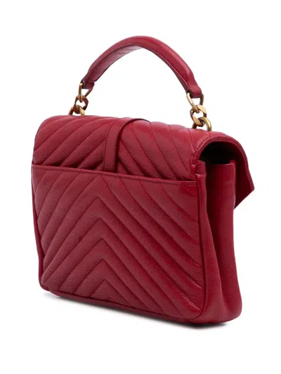 Pre-owned Saint Laurent 2016 Medium Chevron Sheepskin Monogram College Bag Satchel