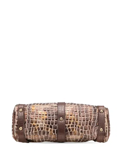 Pre-owned Fendi 2000-2010 Small Croc Effect Canvas Magic Handbag