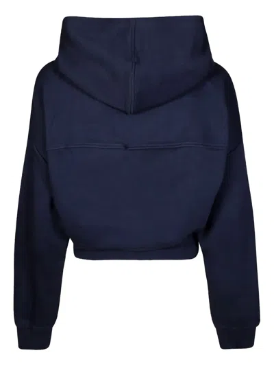 Marni Cropped Hoodie In Deep Navy With Distinctive Patch