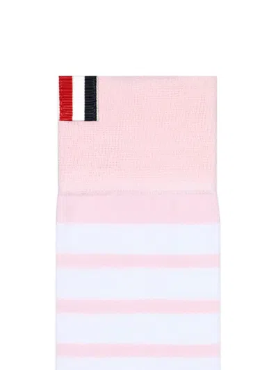 Thom Browne Striped Mid-calf Socks In Pink