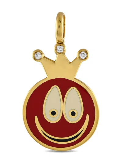 Pre-owned Aaron Basha 18k Yellow Gold Diamond Smiley-face Charm