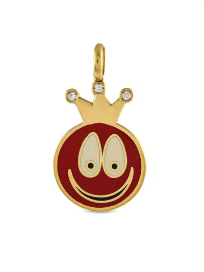 Pre-owned Aaron Basha 18k Yellow Gold Diamond Smiley-face Charm