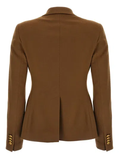 Tagliatore Double-breasted Peak-lapel Blazer In Brown