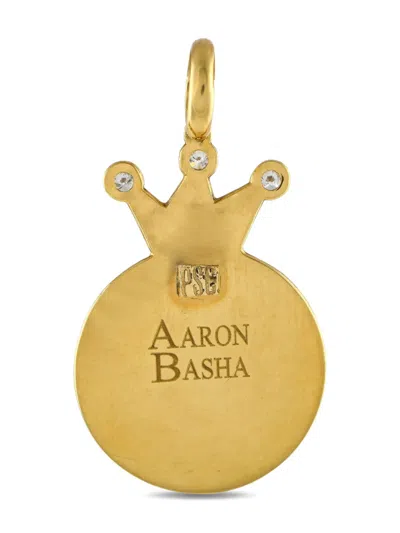 Pre-owned Aaron Basha 18k Yellow Gold Diamond Smiley-face Charm