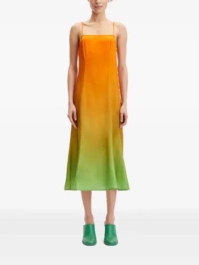 Samsoe & Samsoe Gradient Silk Dress In Orange