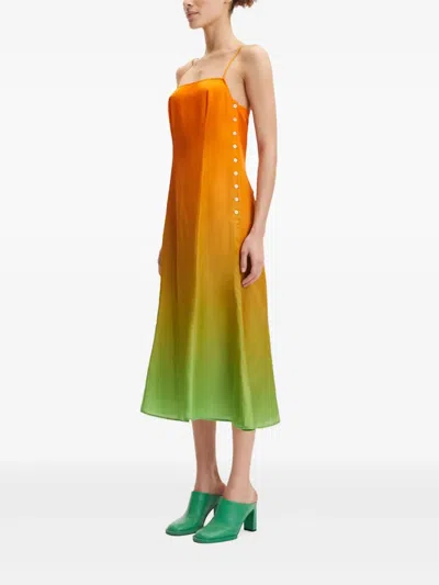 Samsoe & Samsoe Gradient Silk Dress In Orange