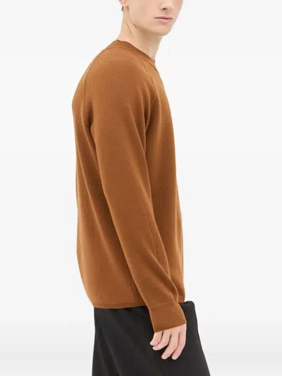 Mhl By Margaret Howell Round-neck Ribbed-trim Sweater In Brown