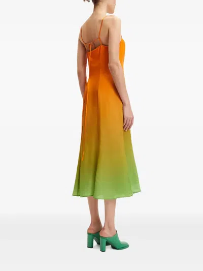Samsoe & Samsoe Gradient Silk Dress In Orange