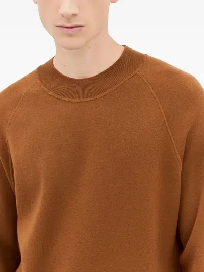 Mhl By Margaret Howell Round-neck Ribbed-trim Sweater In Brown