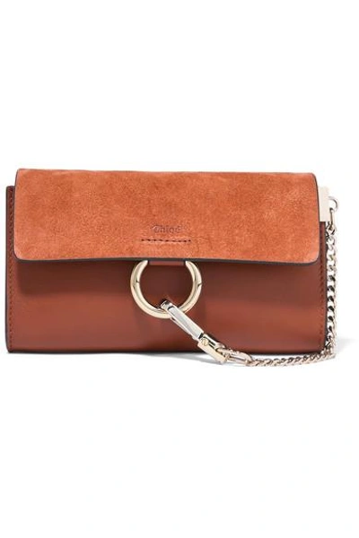 Shop Chloé Faye Mini Leather And Suede Shoulder Bag