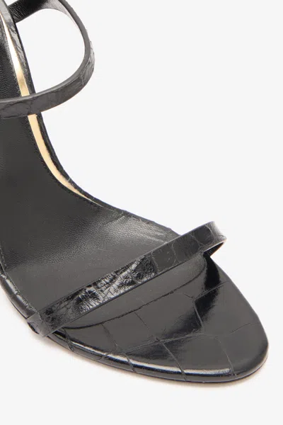 Roberto Cavalli Crocodile-effect Slingback Sandals In Black