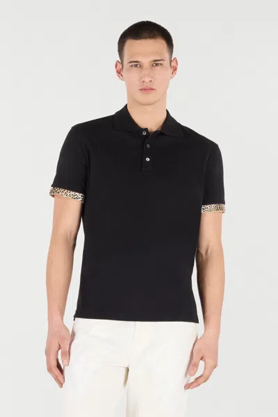 Roberto Cavalli Jaguar-print Cuff Polo Shirt